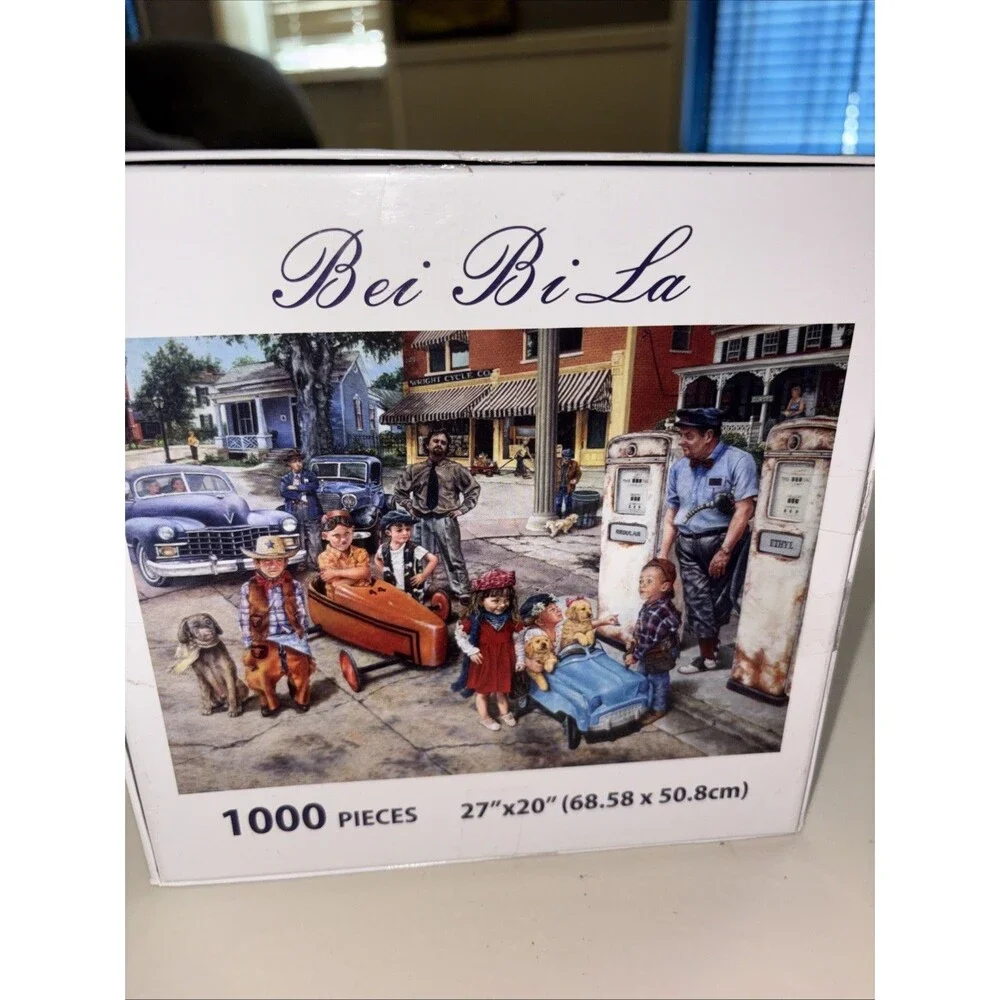 Bei Bi La 1000 Piece Puzzle Vintage Vehicles Peddle Cars Kids Puppies